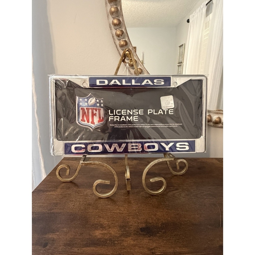 Dallas Cowboys NFL License Plate Frame Chrome Rico New Sealed Auto Tag